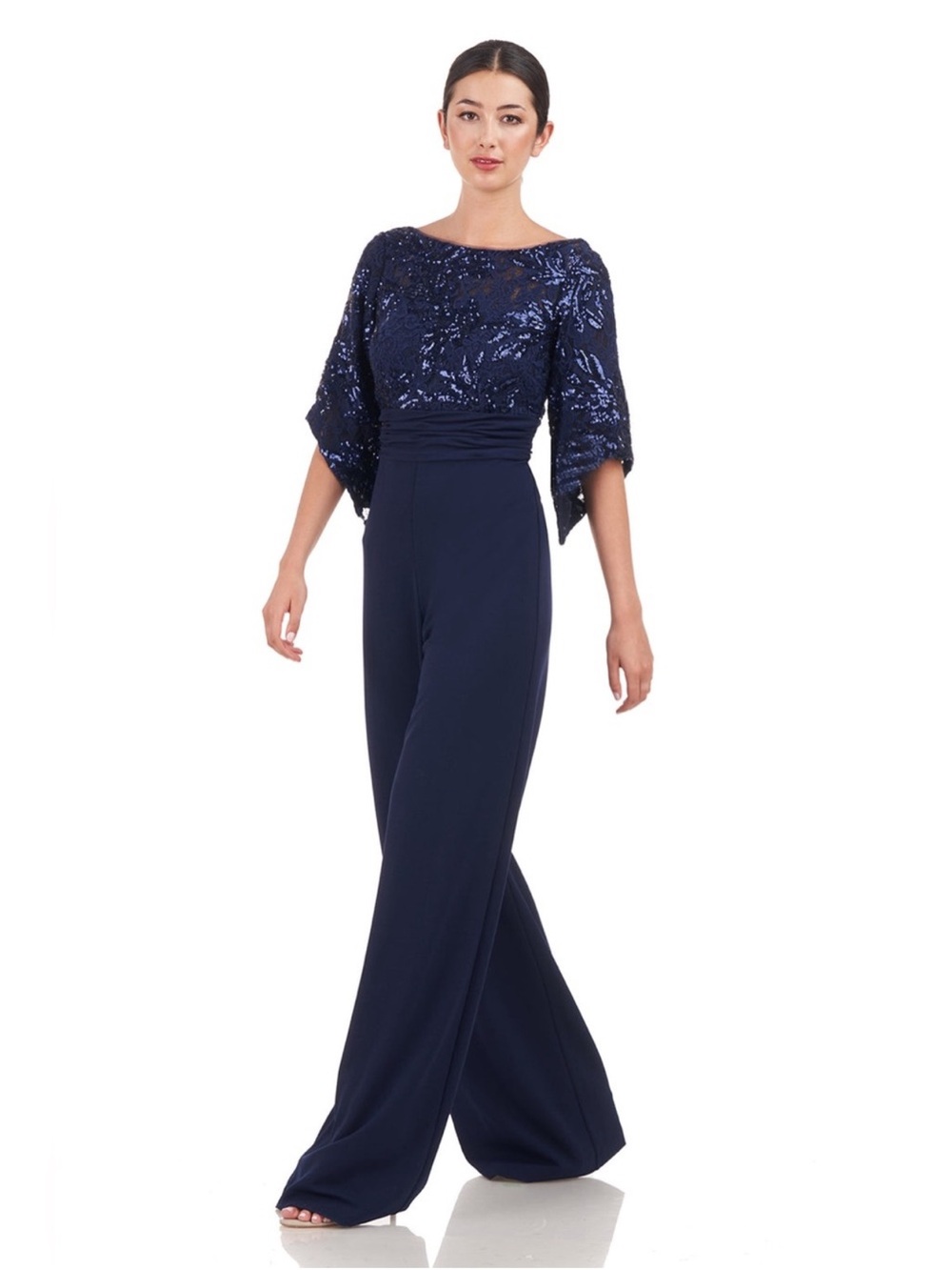 NWT - JS Collections Navy Sequin Top Wide-Leg Jumpsuit - Size 12 - PTP 19-23´´